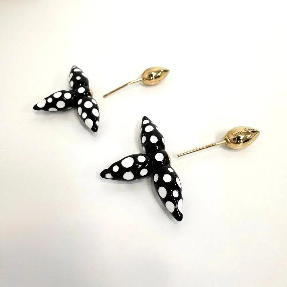 Louis Vuitton Yayoi Kusama Black & White Polka Dot Gold Earrings 2023 LV Jewlery